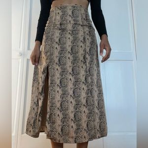 Snake Print Slip Skirt with Front Slit